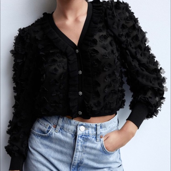 Zara Black Cardigan w Jewel Buttons NWT - Picture 2 of 9